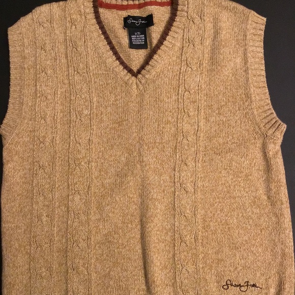 tan sweater vest